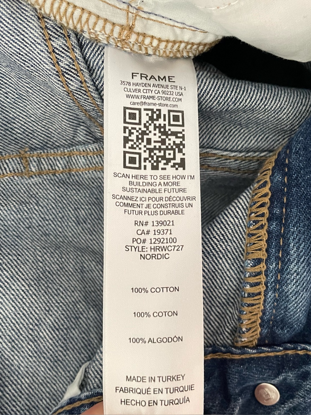 Frame Denim High-Rise Wide-Leg Cropped Jeans Nordic Wash Size 27 Casual Flare - Picture 9 of 12